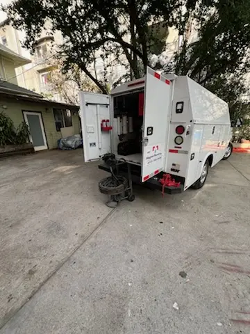 Magnet Plumbing service vehicle on-site for Water Heater Repair in Texas Corner